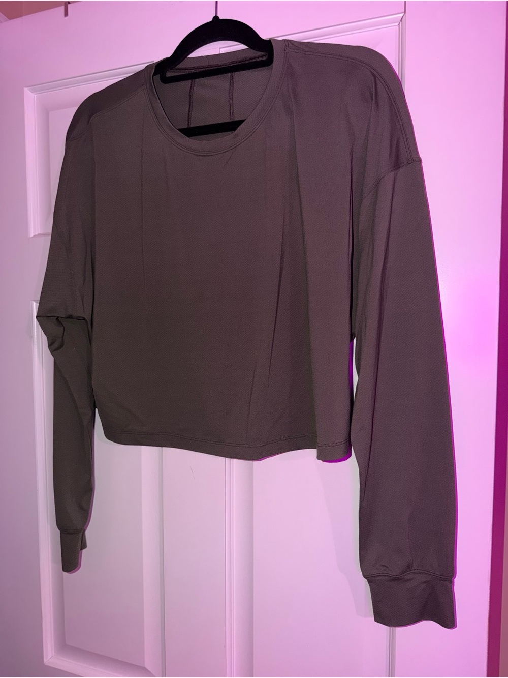 Lululemon Muscle Love Long Sleeve Shirt Crop Oversized Dark Olive 10 LkNew